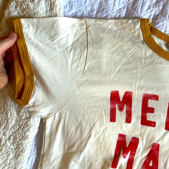Merry Mama yellow ringer tee, size S - Picture 3 of 5